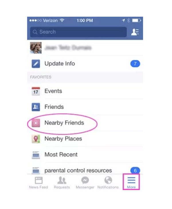 How does nearby friends work on Facebook